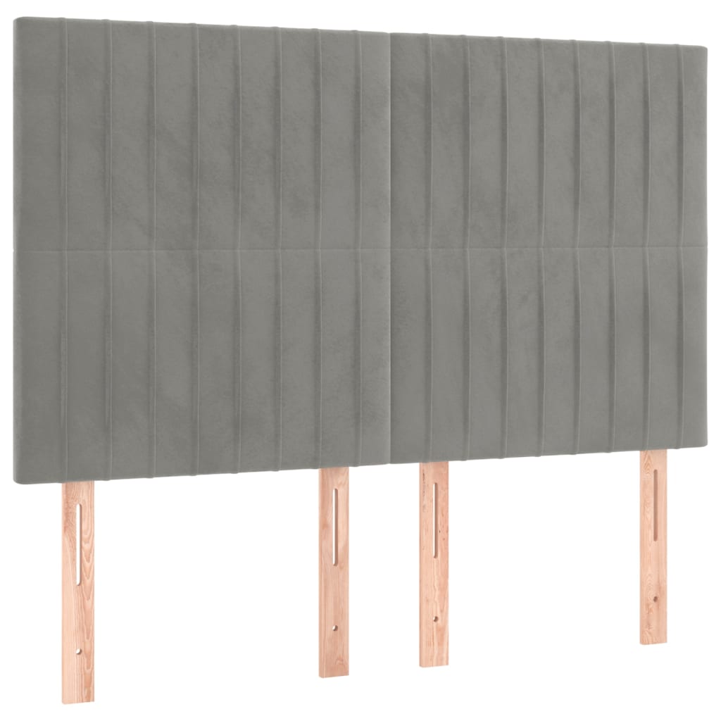 Kopfteil Hellgrau 144x5x118/128 cm Samt