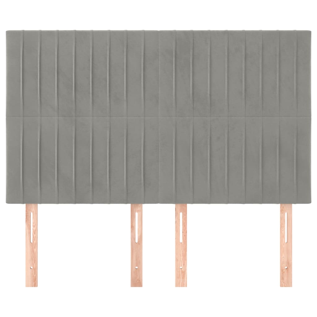 Kopfteil Hellgrau 144x5x118/128 cm Samt