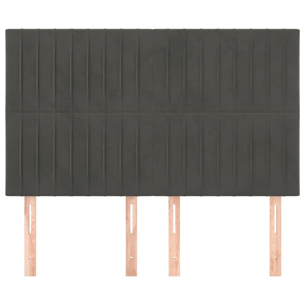 Kopfteil Dunkelgrau 144 x 5 x 118/128 cm Samt
