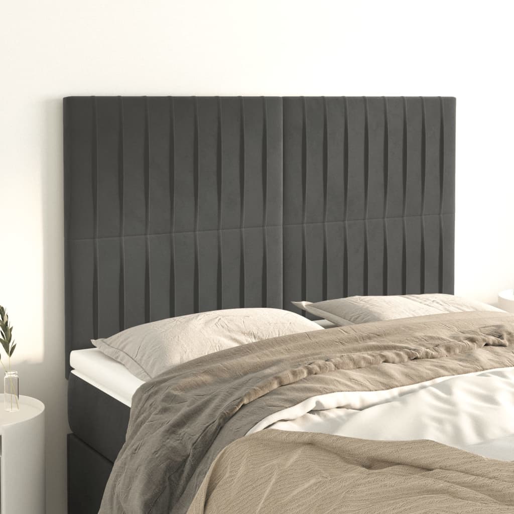 Kopfteil Dunkelgrau 144 x 5 x 118/128 cm Samt