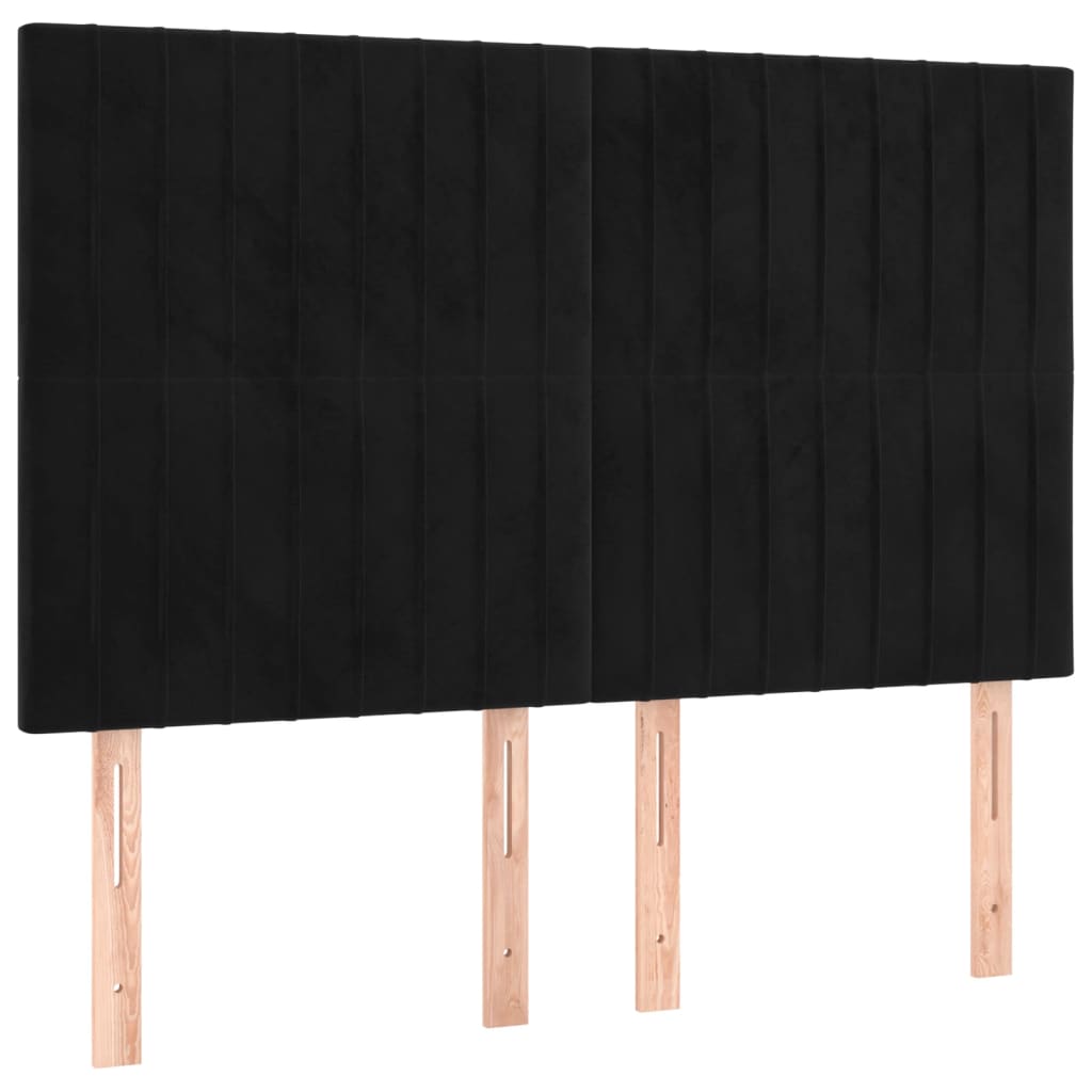 Kopfteil Schwarz 144x5x118/128 cm Samt