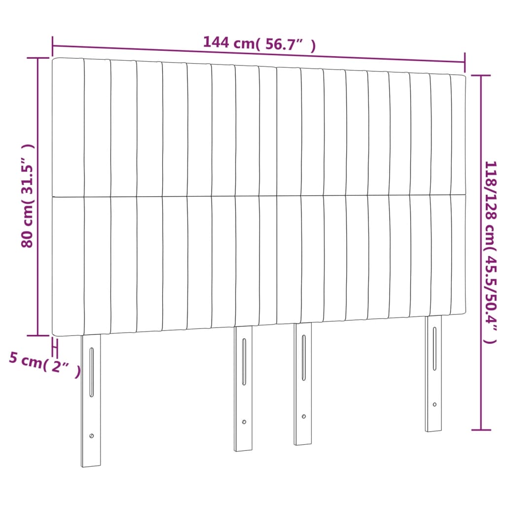 Kopfteil Schwarz 144x5x118/128 cm Samt