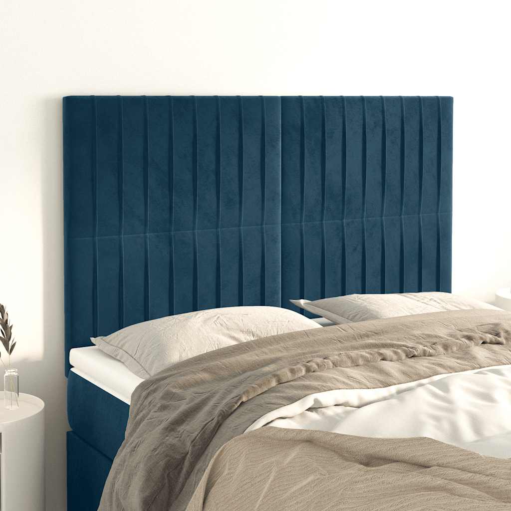 Kopfteil Dunkelblau 144x5x118/128 cm Samt
