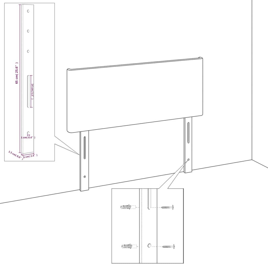 Kopfteil Rosa 144x5x118/128 cm Samt