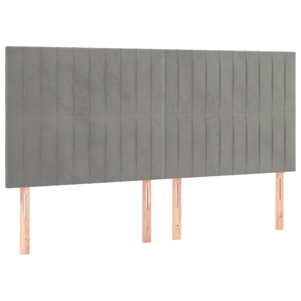 Kopfteil Hellgrau 160 x 5 x 118/128 cm Samt