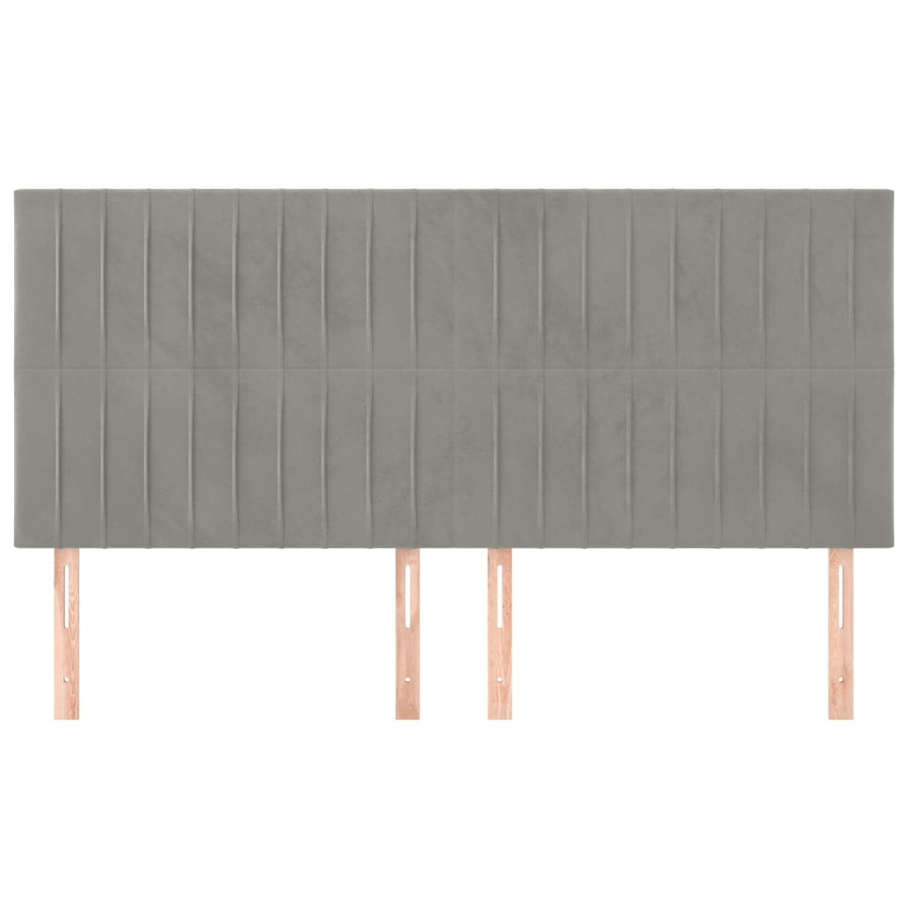 Kopfteil Hellgrau 160 x 5 x 118/128 cm Samt