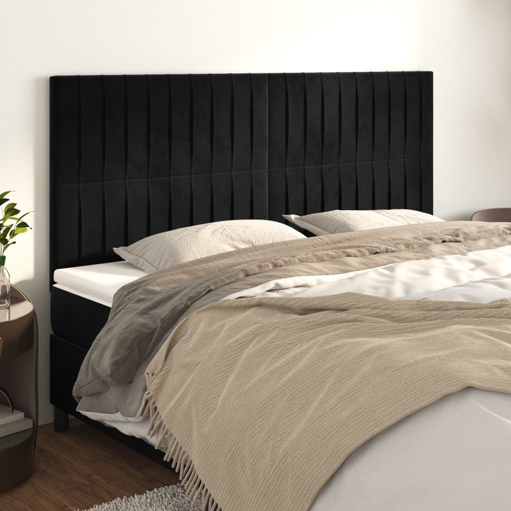 Kopfteil Schwarz 160x5x118/128 cm Samt