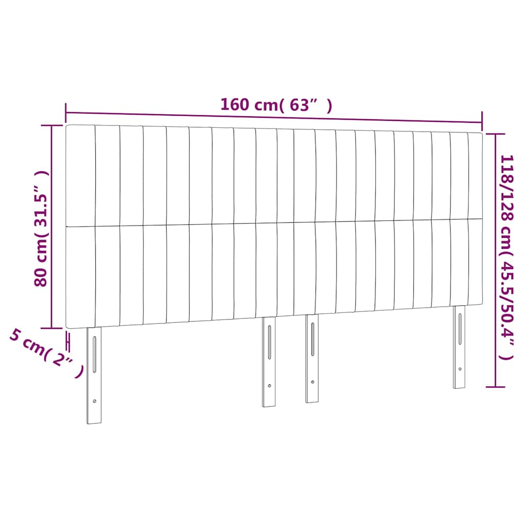 Kopfteil Dunkelblau 160 x 5 x 118/128 cm Samt