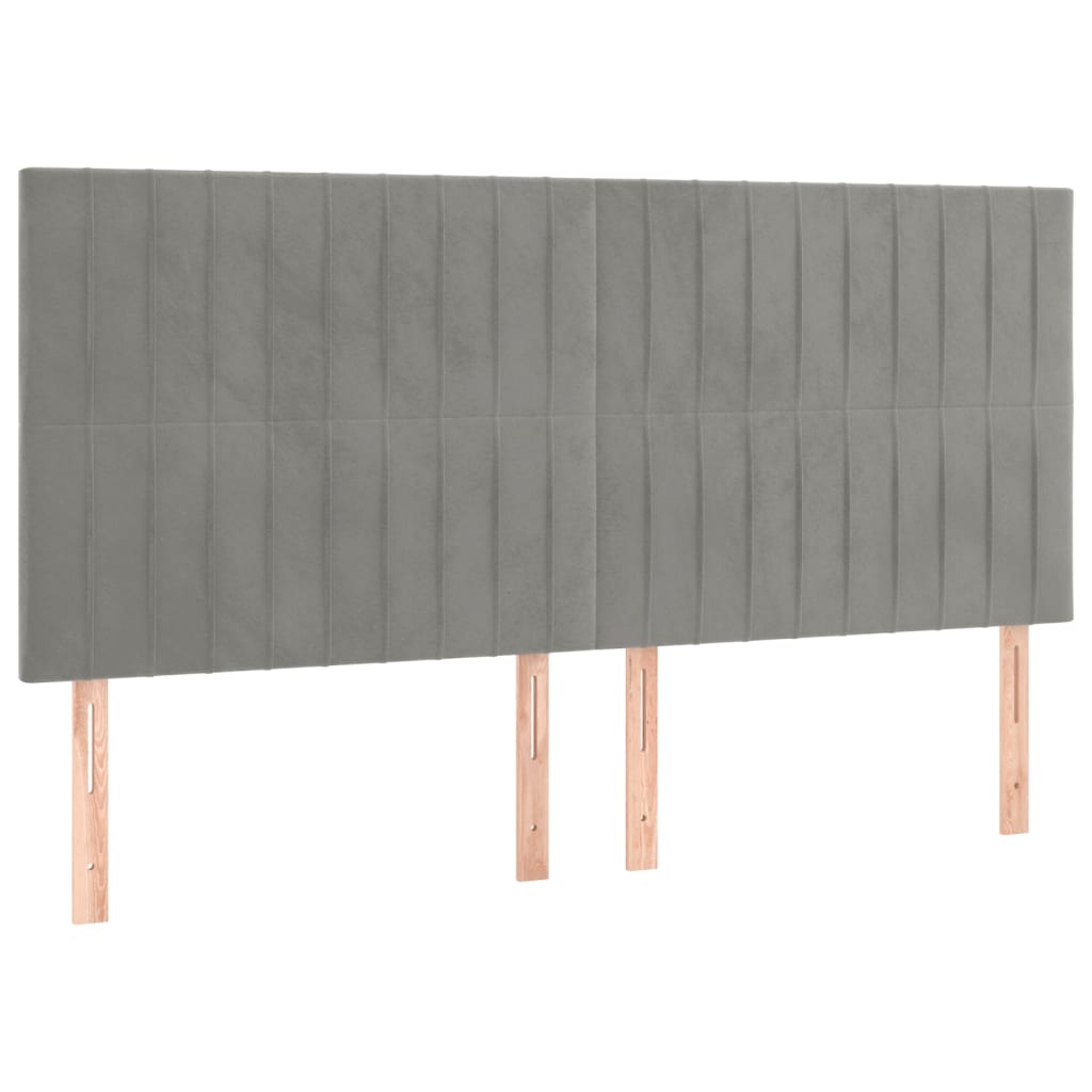 Kopfteil Hellgrau 180x5x118/128 cm Samt