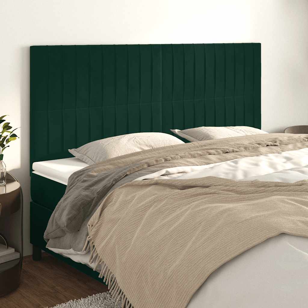 Kopfteil Dunkelgrün 180x5x118/128 cm Samt