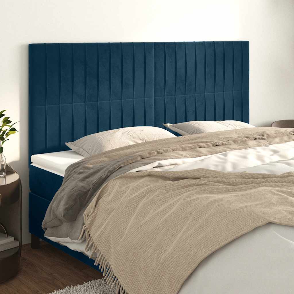 Kopfteil Dunkelblau 180x5x118/128 cm Samt