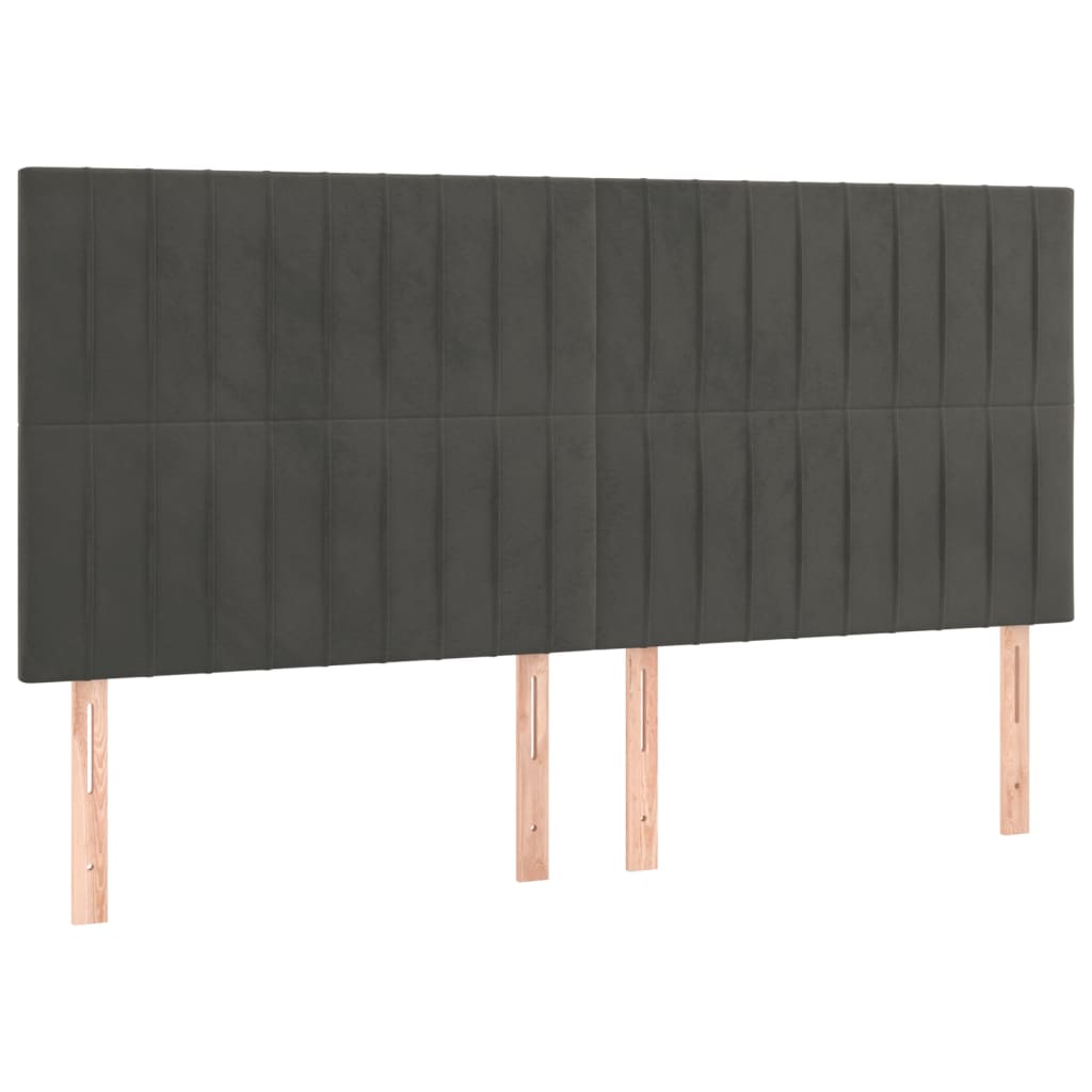 Kopfteil Dunkelgrau 200 x 5 x 118/128 cm Samt