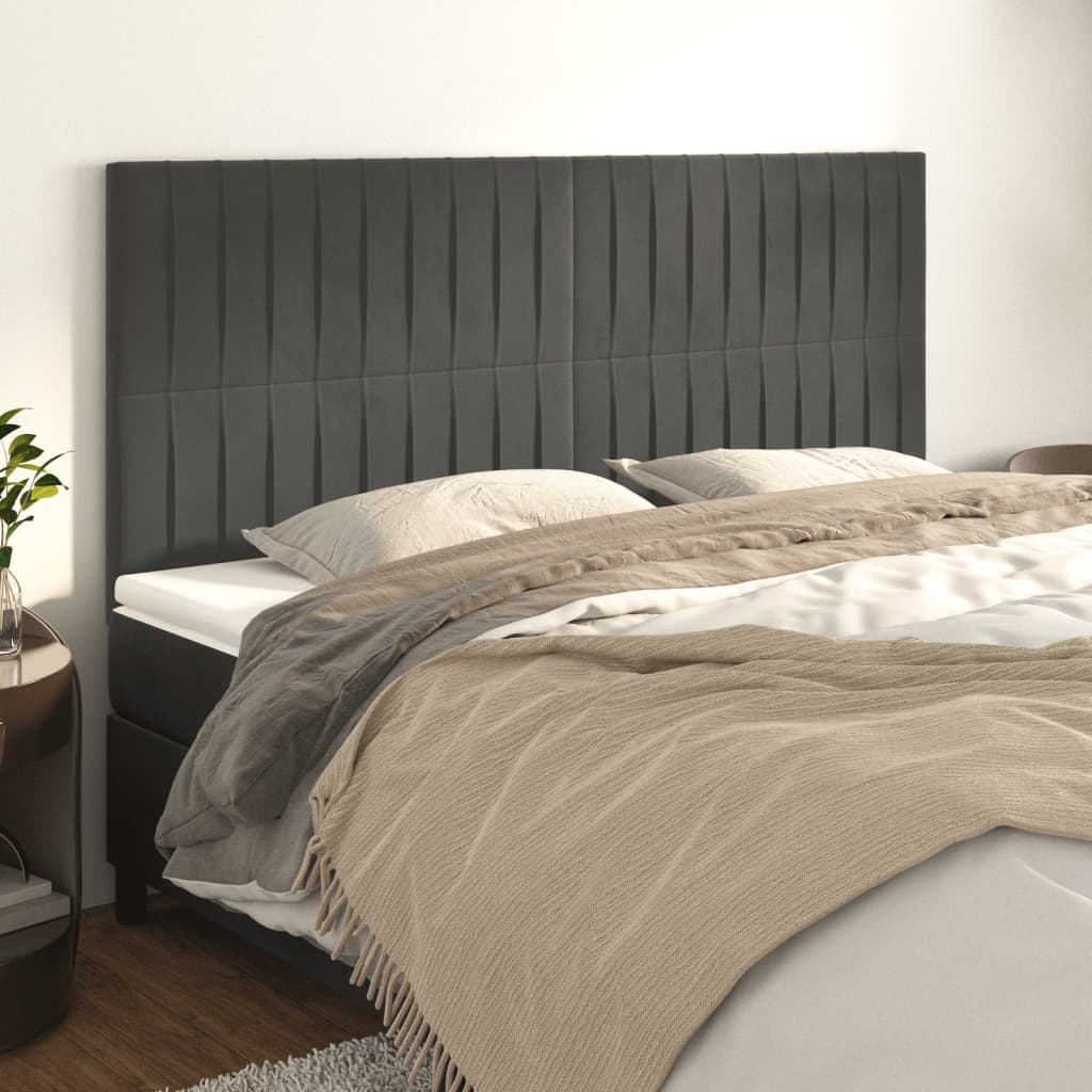 Kopfteil Dunkelgrau 200 x 5 x 118/128 cm Samt