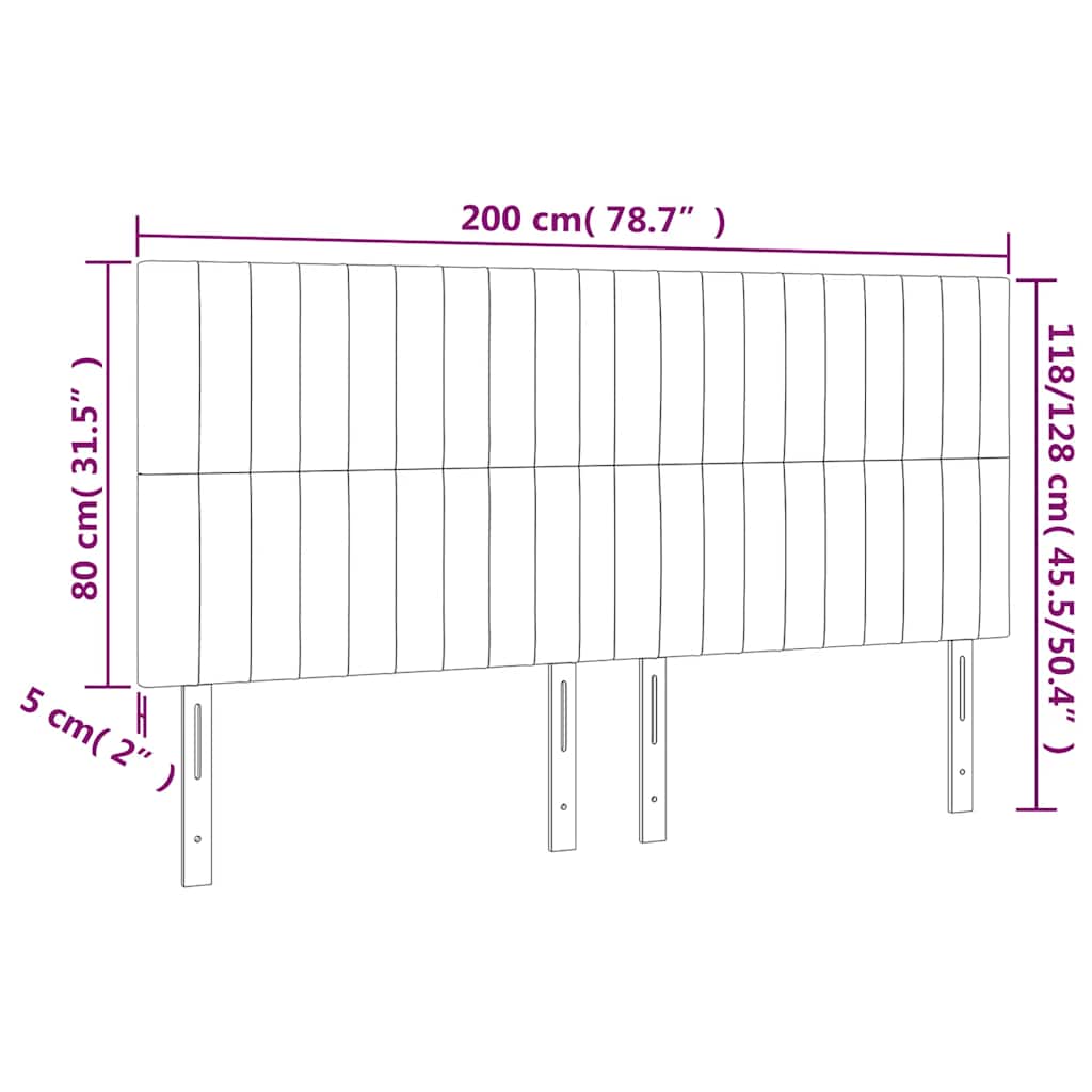 Kopfteil Dunkelgrün 200 x 5 x 118/128 cm Samt