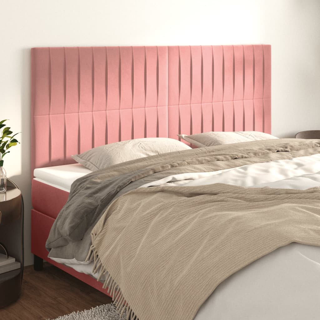 Kopfteil Rosa 200 x 5 x 118/128 cm Samt