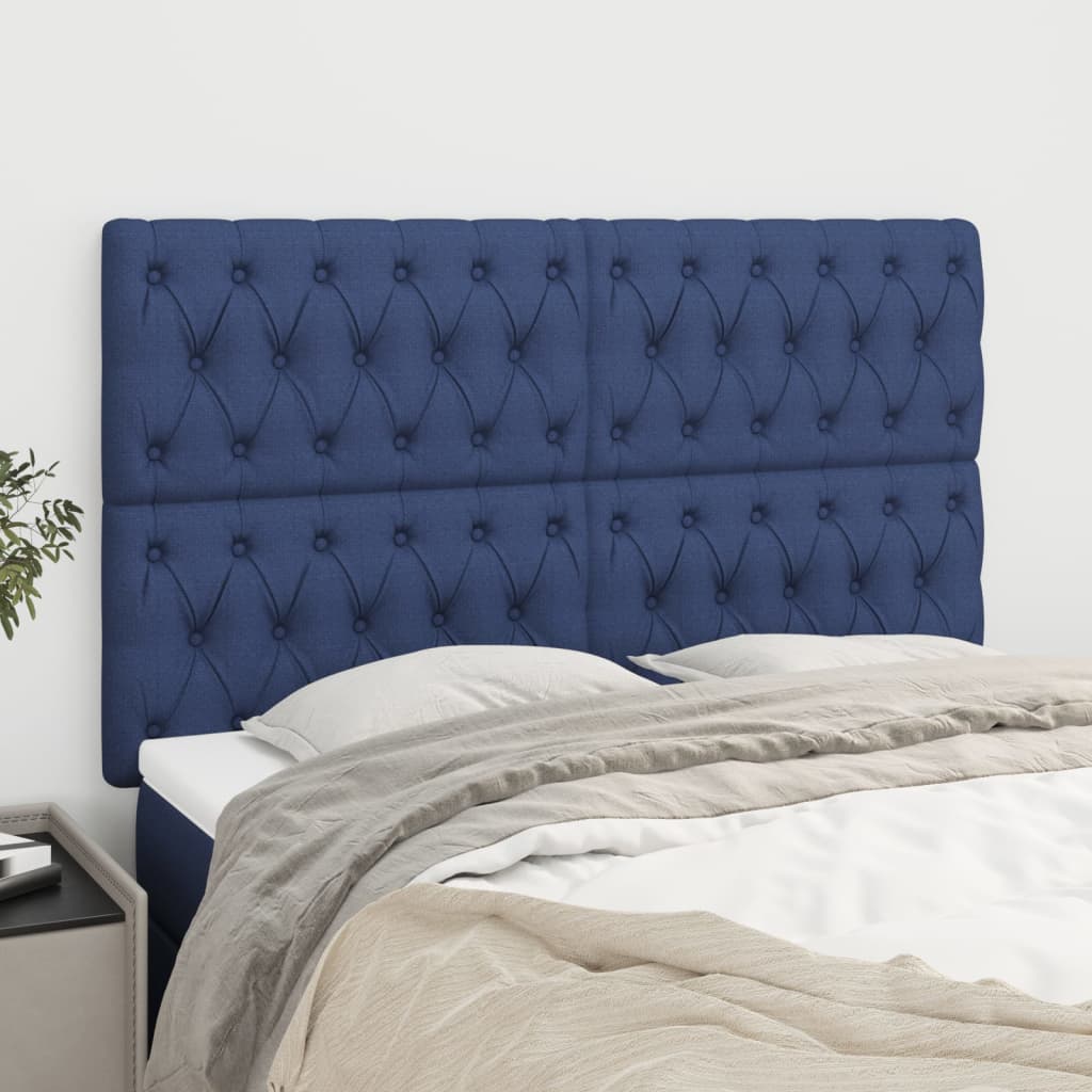 Kopfteil Blau 144x7x118/128 cm Stoff