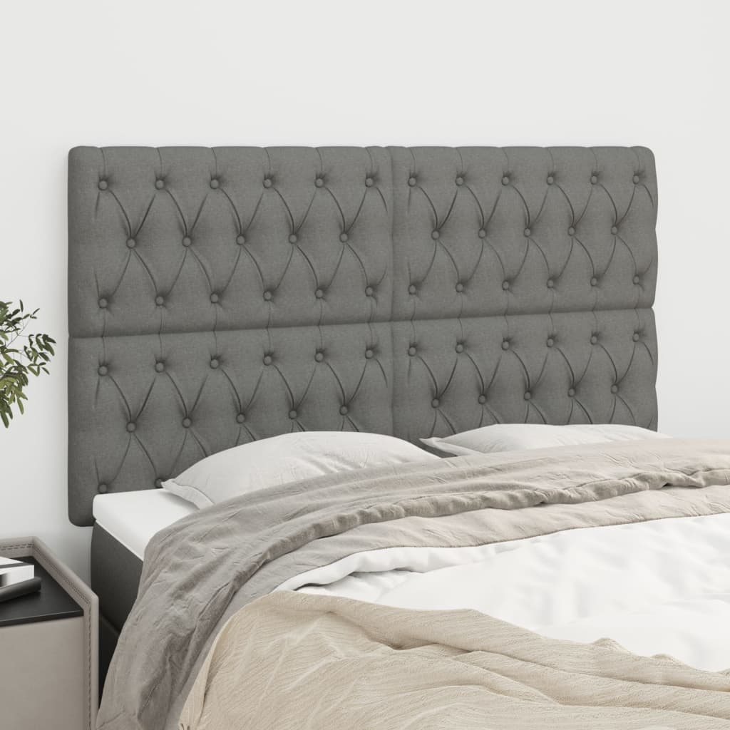 Kopfteil Dunkelgrau 160 x 7 x 118/128 cm Stoff