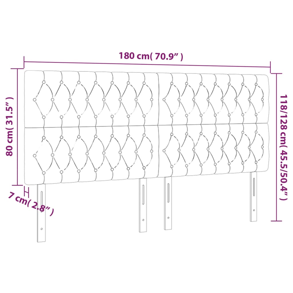 Kopfteil Dunkelgrau 180 x 7 x 118/128 cm Stoff