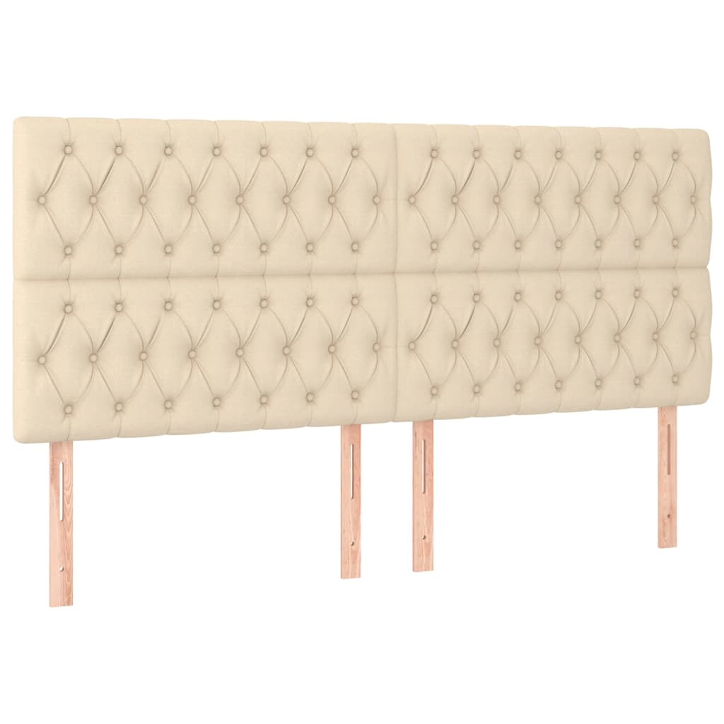 Kopfteil Creme 200 x 7 x 118/128 cm Stoff