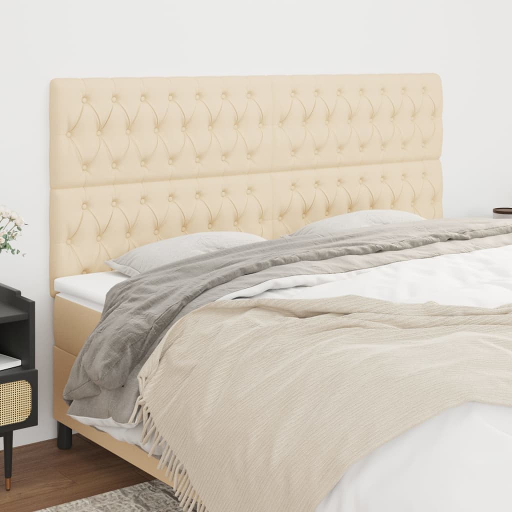 Kopfteil Creme 200 x 7 x 118/128 cm Stoff