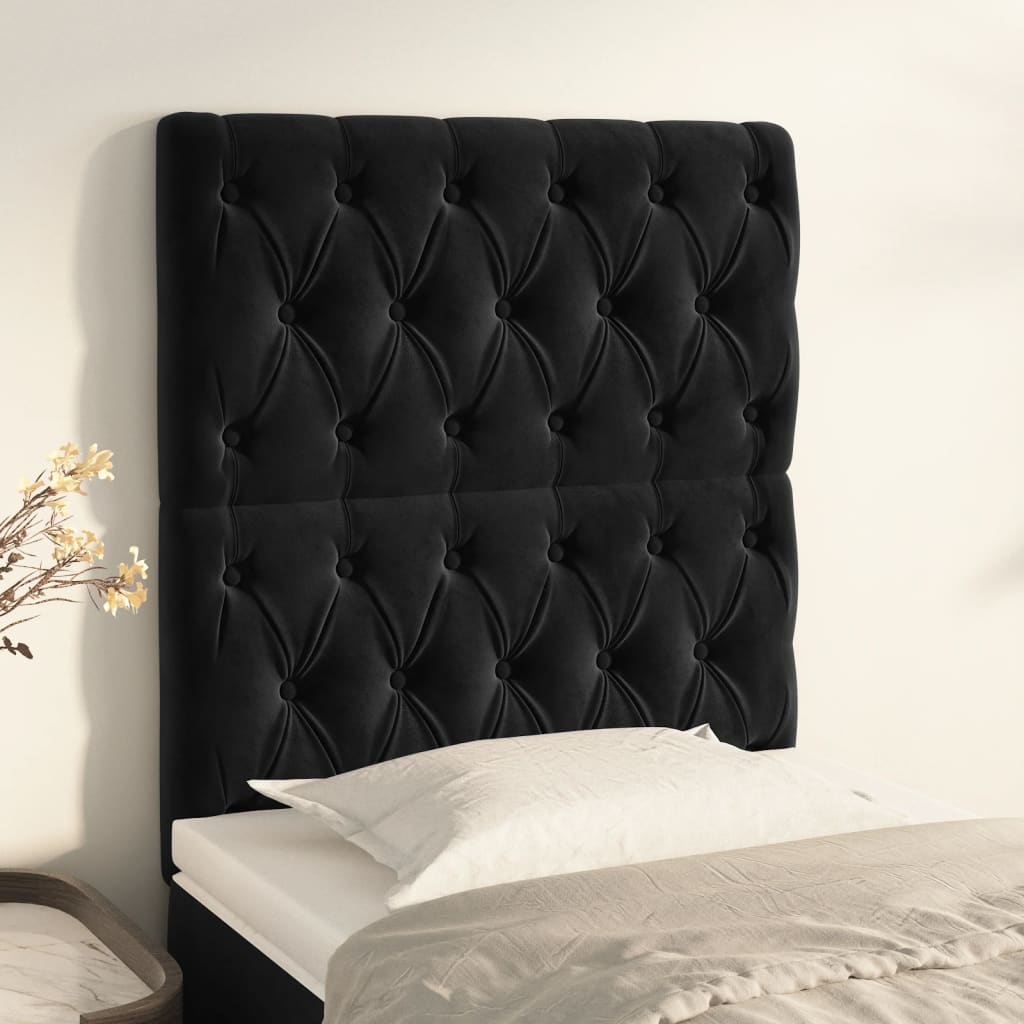 Kopfteil Schwarz 80x7x118/128 cm Samt