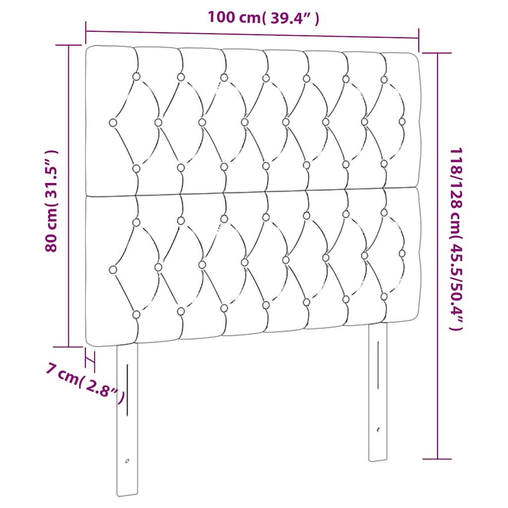 Kopfteil Dunkelblau 100 x 7 x 118/128 cm Samt