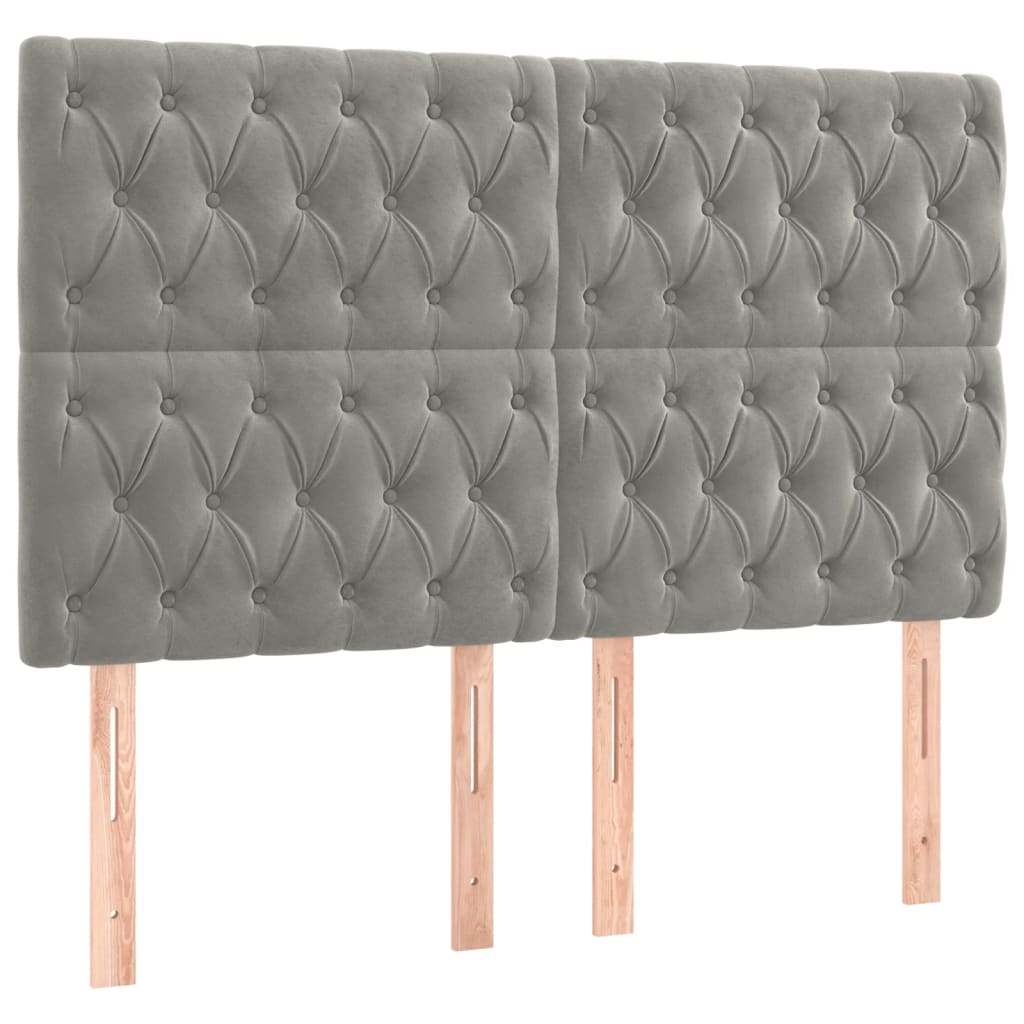 Kopfteil Hellgrau 144x7x118/128 cm Samt
