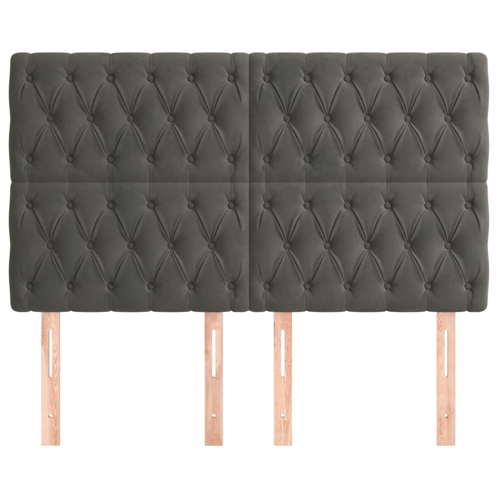 Kopfteil Dunkelgrau 144 x 7 x 118/128 cm Samt