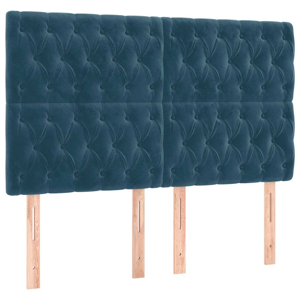 Kopfteil Dunkelblau 144x7x118/128 cm Samt