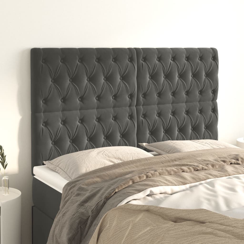 Kopfteil Dunkelgrau 160 x 7 x 118/128 cm Samt