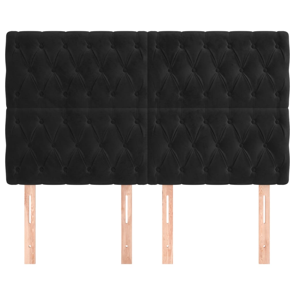 Kopfteil Schwarz 160x7x118/128 cm Samt