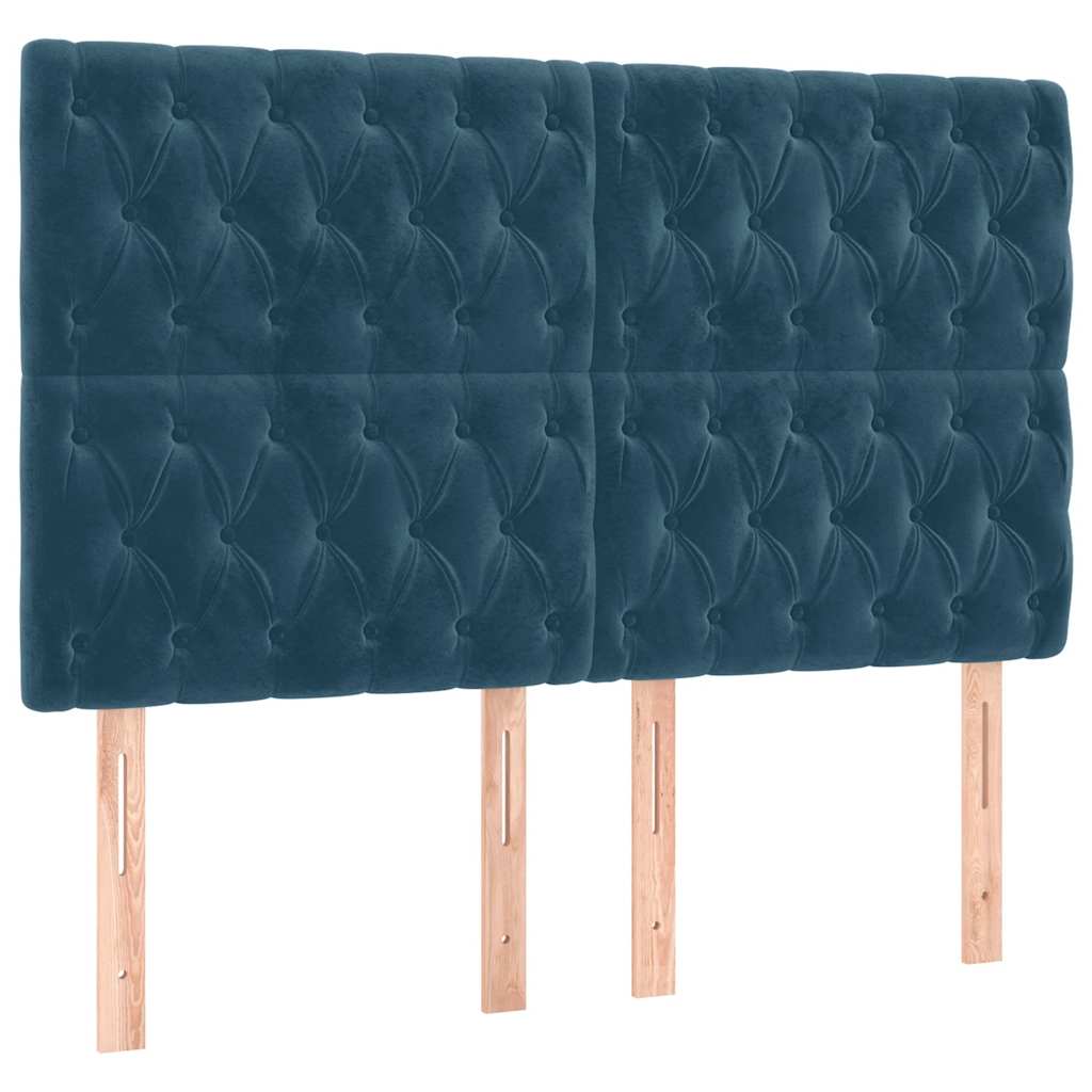 Kopfteil Dunkelblau 160 x 7 x 118/128 cm Samt