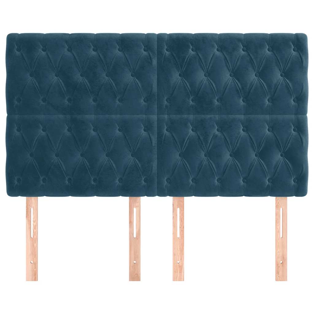 Kopfteil Dunkelblau 160 x 7 x 118/128 cm Samt