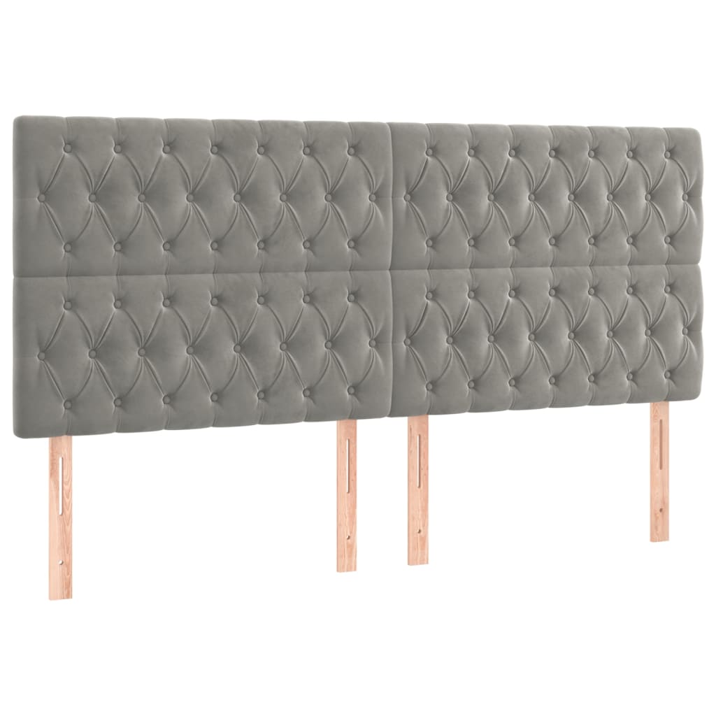 Kopfteil Hellgrau 200 x 7 x 118/128 cm Samt
