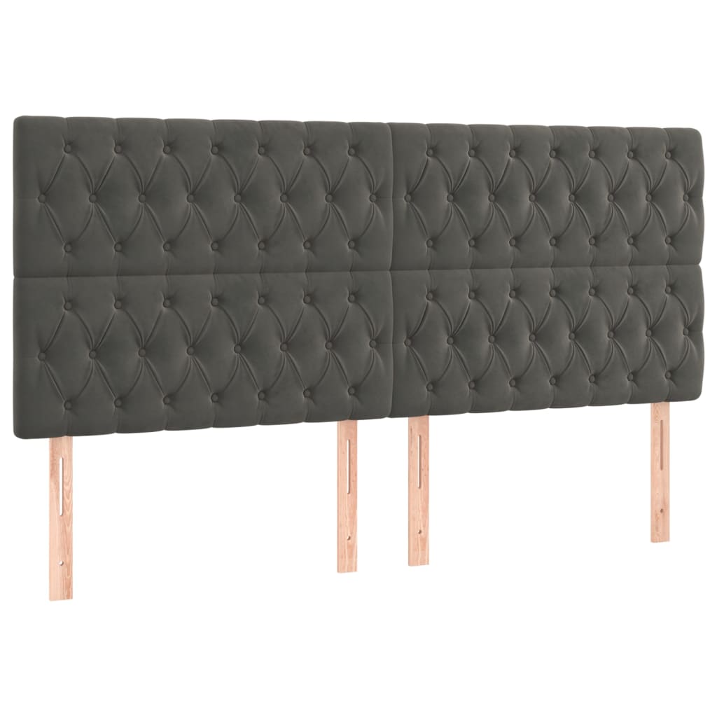 Kopfteil Dunkelgrau 200 x 7 x 118/128 cm Samt