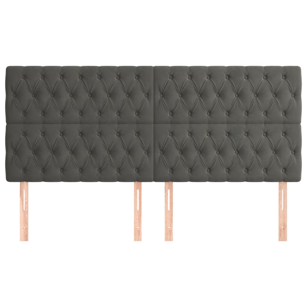 Kopfteil Dunkelgrau 200 x 7 x 118/128 cm Samt