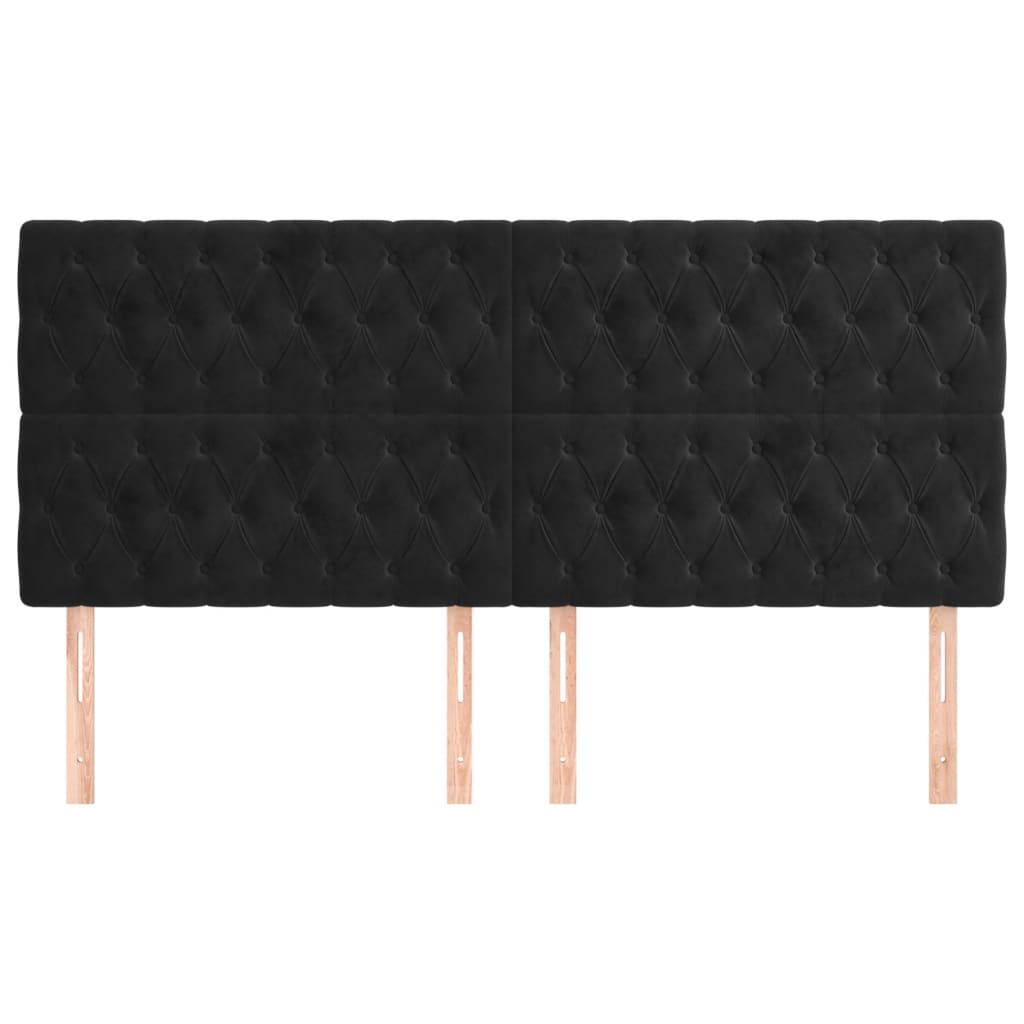 Kopfteil Schwarz 200 x 7 x 118/128 cm Samt