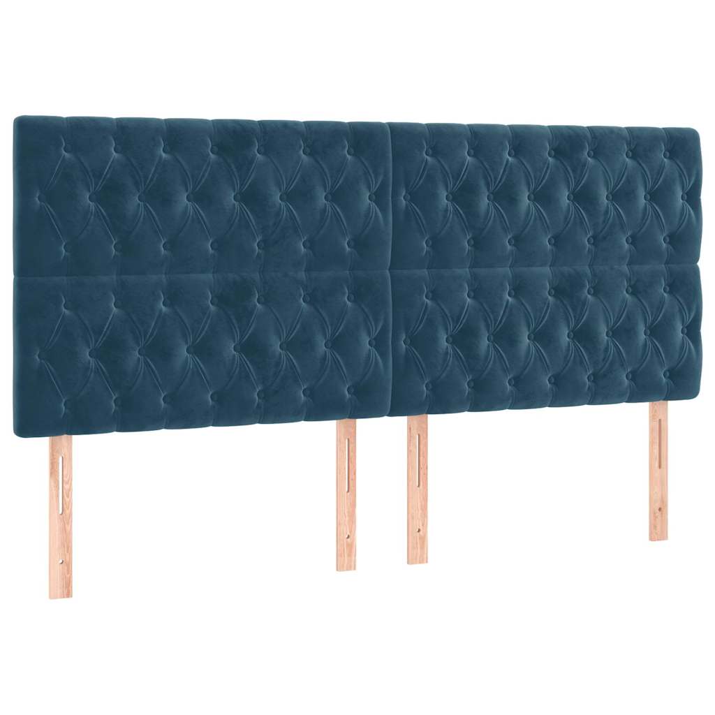 Kopfteil Dunkelblau 200 x 7 x 118/128 cm Samt