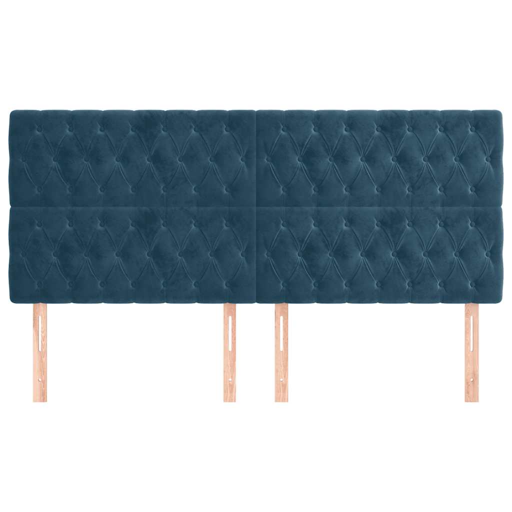 Kopfteil Dunkelblau 200 x 7 x 118/128 cm Samt