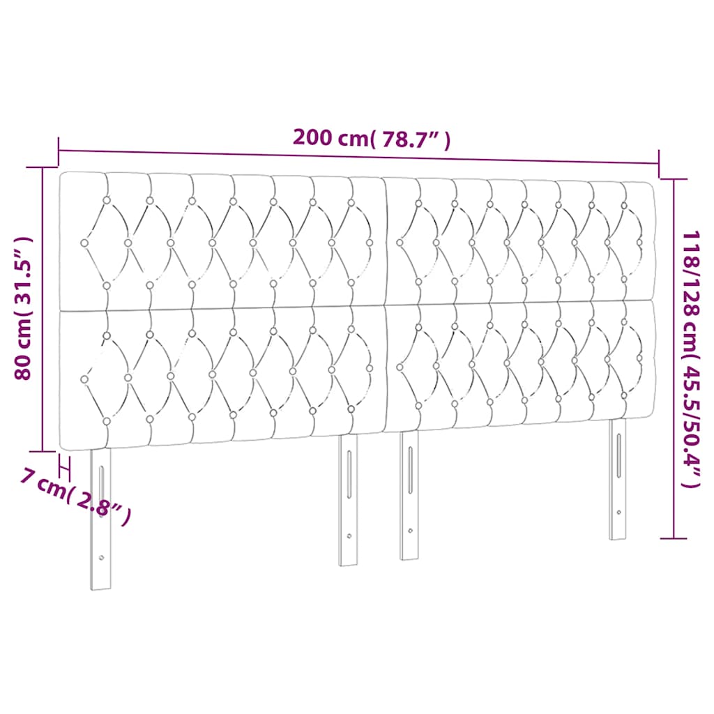 Kopfteil Dunkelblau 200 x 7 x 118/128 cm Samt