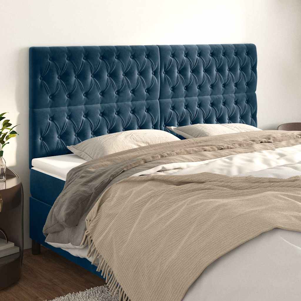 Kopfteil Dunkelblau 200 x 7 x 118/128 cm Samt