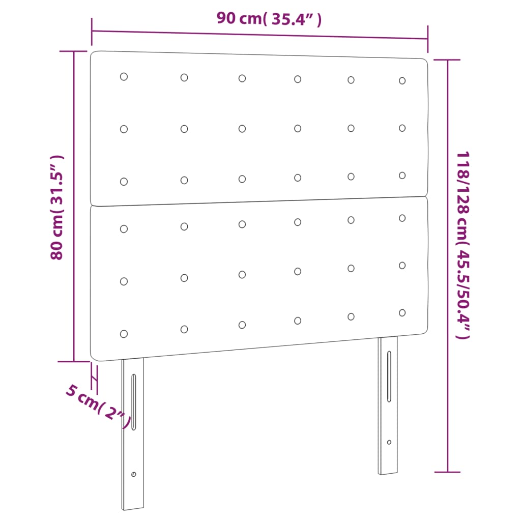 Kopfteil Schwarz 90x5x118/128 cm Stoff