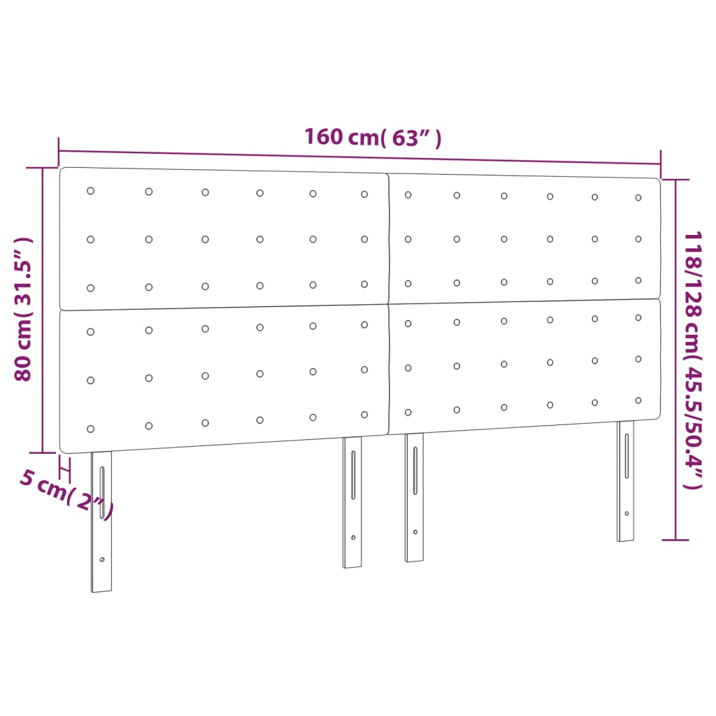 Kopfteil Taupe 160x5x118/128 cm Stoff