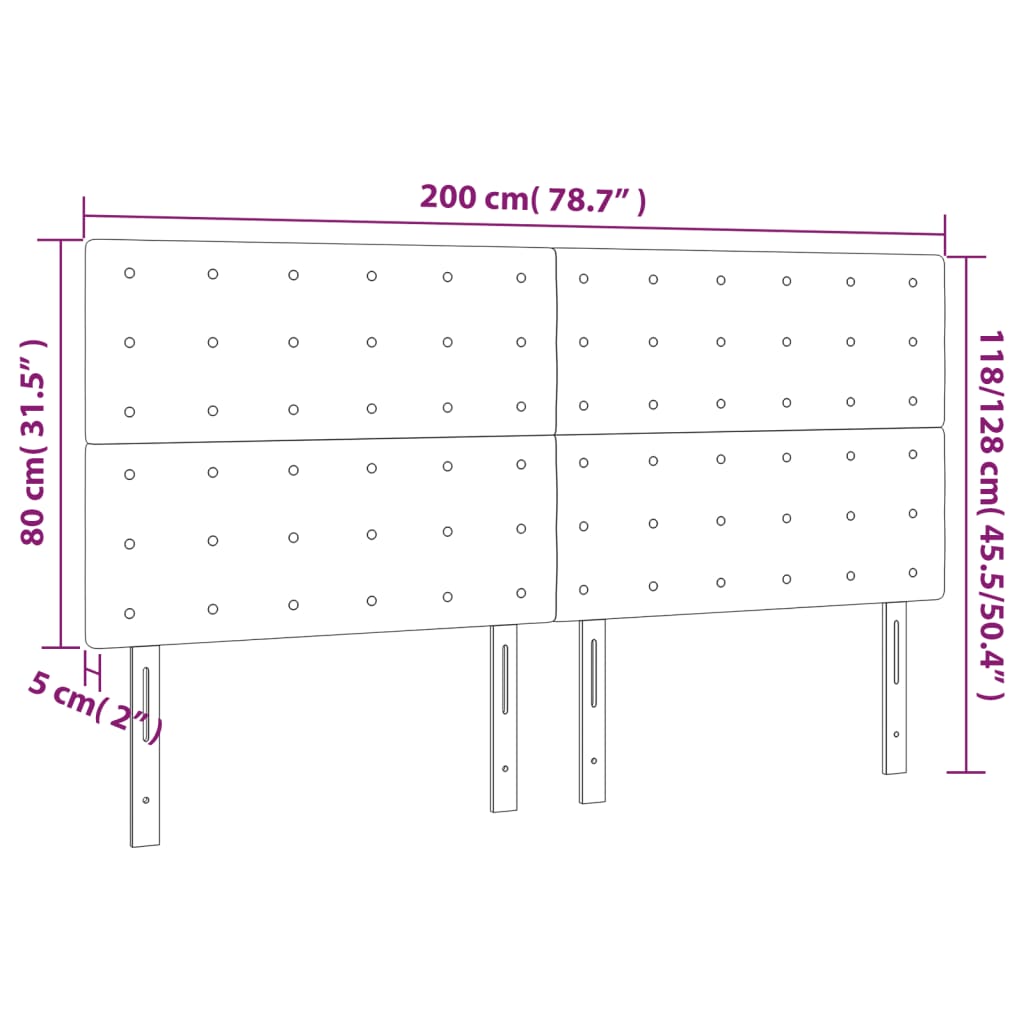 Kopfteil Taupe 200 x 5 x 118/128 cm Stoff