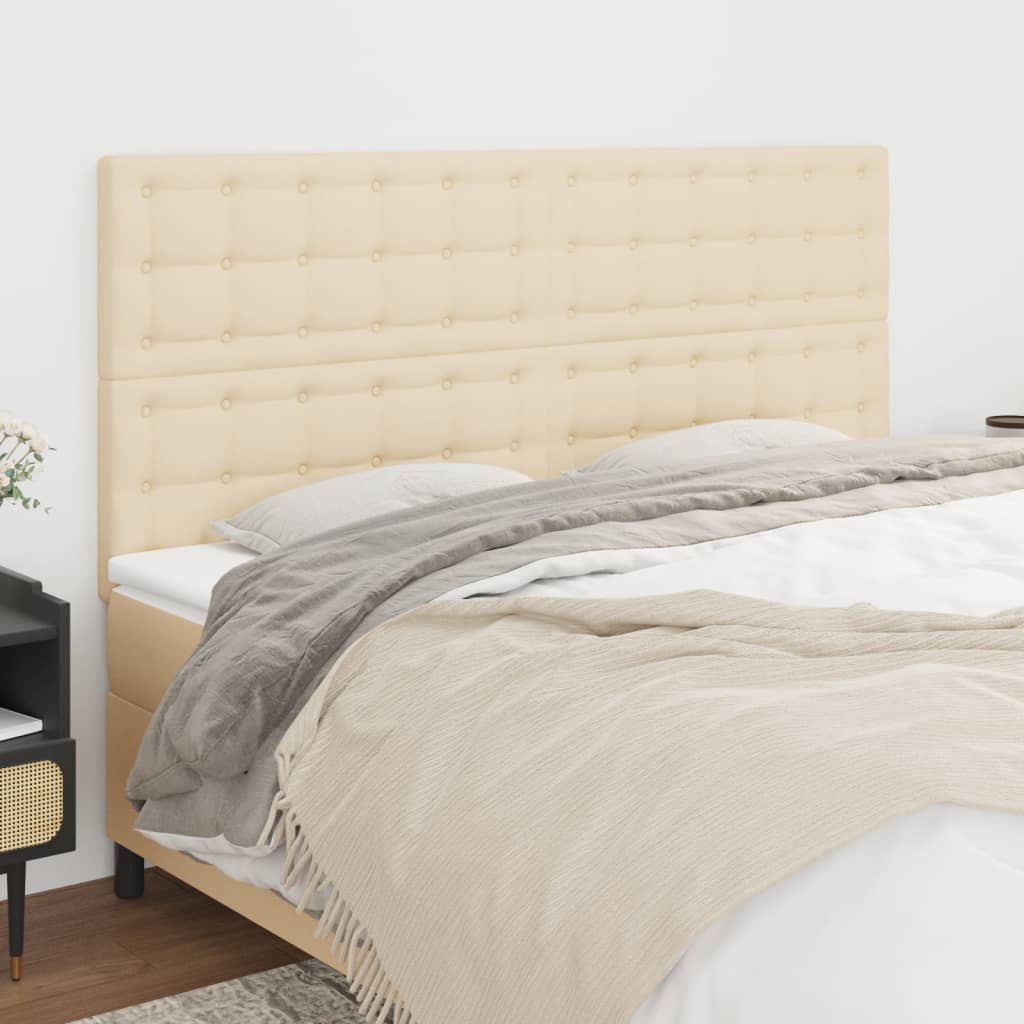 Kopfteil Creme 200 x 5 x 118/128 cm Stoff