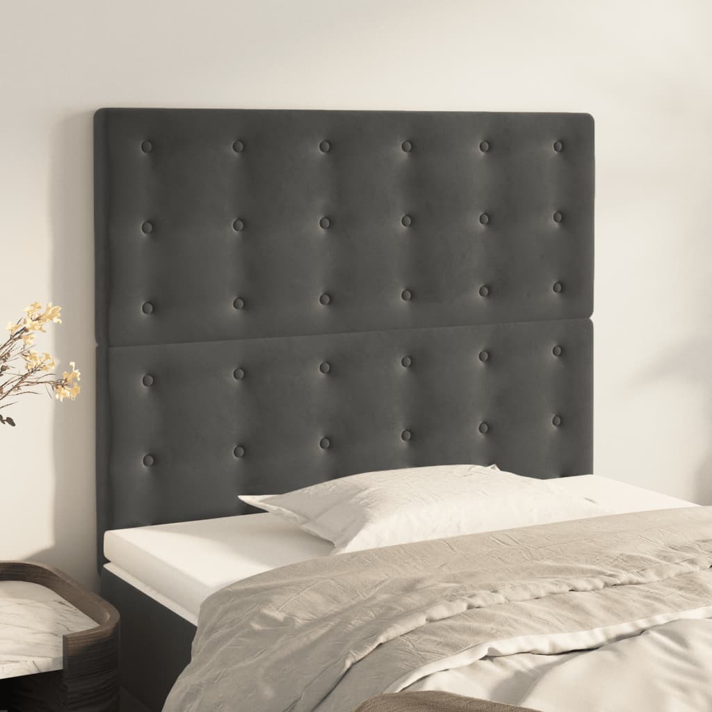 Kopfteil Dunkelgrau 90 x 5 x 118/128 cm Samt