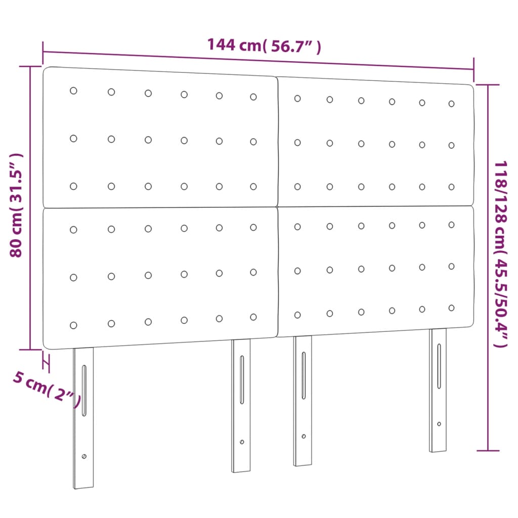 Kopfteil Rosa 144x5x118/128 cm Samt