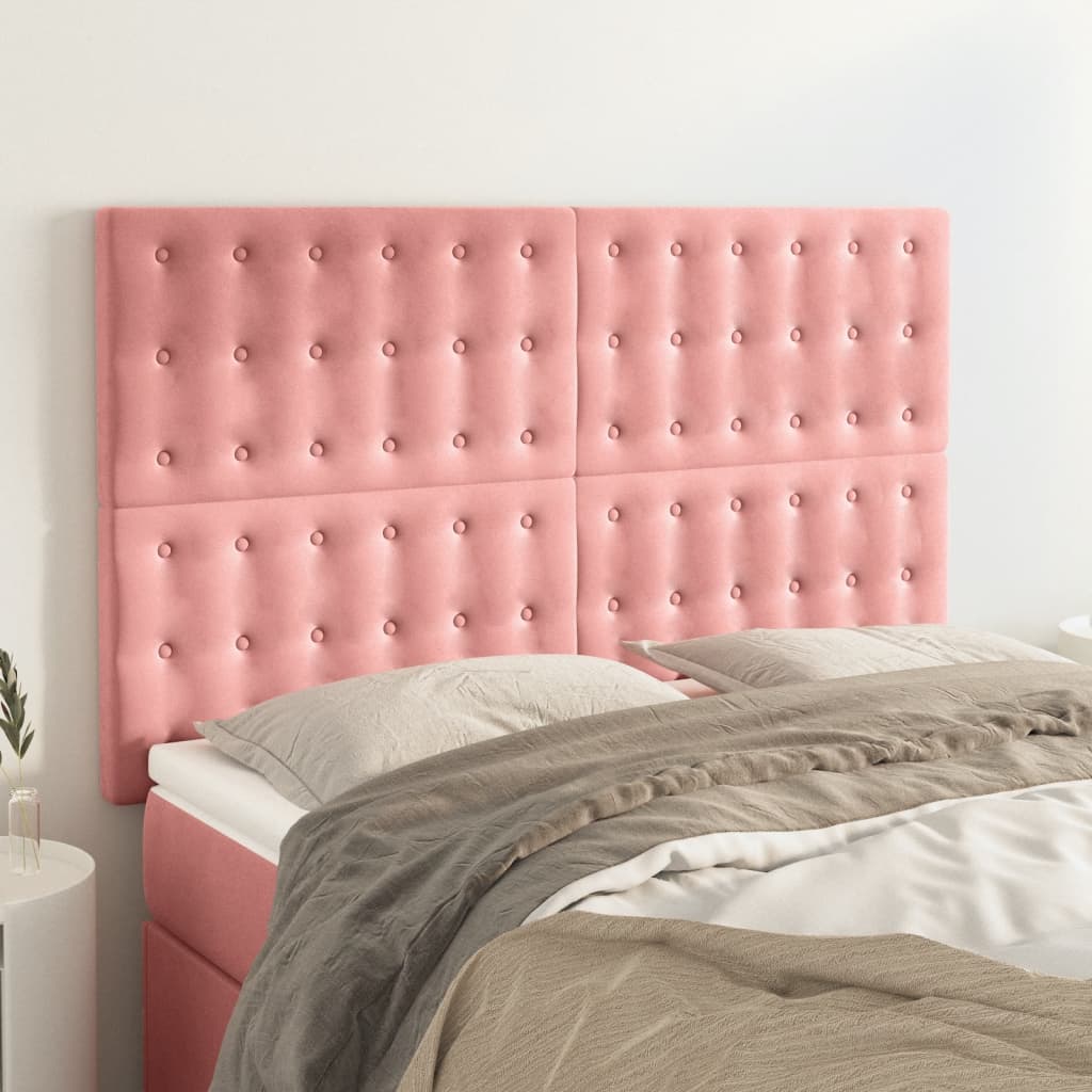 Kopfteil Rosa 144x5x118/128 cm Samt