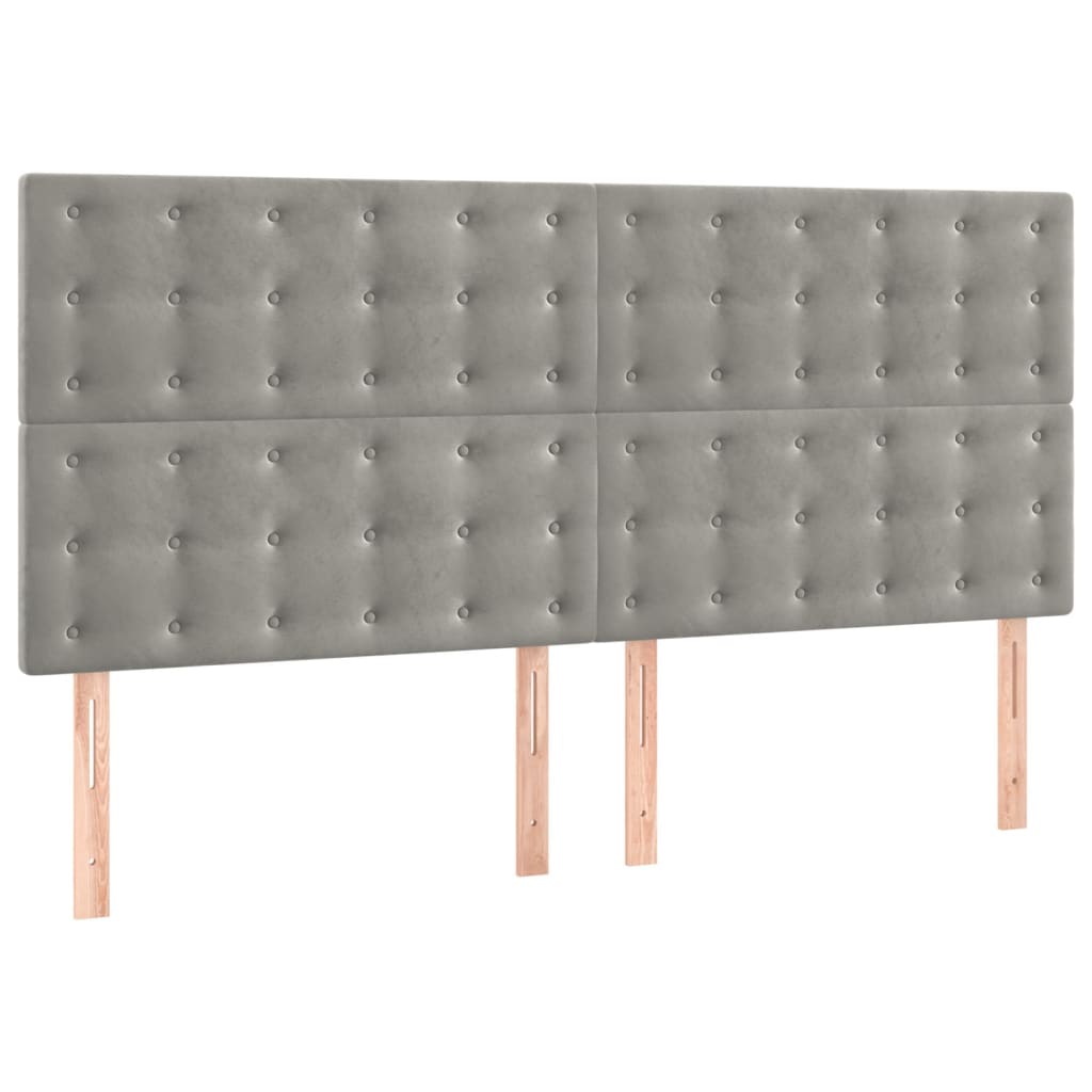 Kopfteil Hellgrau 160 x 5 x 118/128 cm Samt