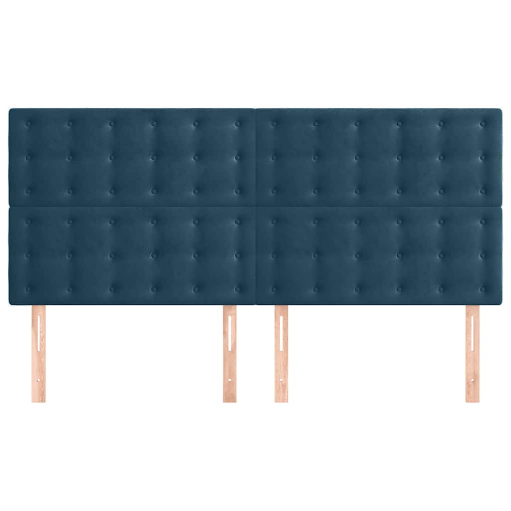 Kopfteil Dunkelblau 160 x 5 x 118/128 cm Samt